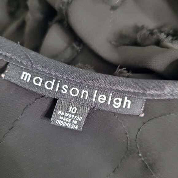 Madison Leigh size 10 dress lining sheer flower texture zip ruffle flare sleeve - Picture 11 of 12